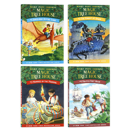 新版神奇树屋1-4册盒装 英文原版 Magic Tree House 分阶阅读英文章节桥梁书 中小学生科普百科课外兴趣读物读本 儿童探险文学小说 - 图1