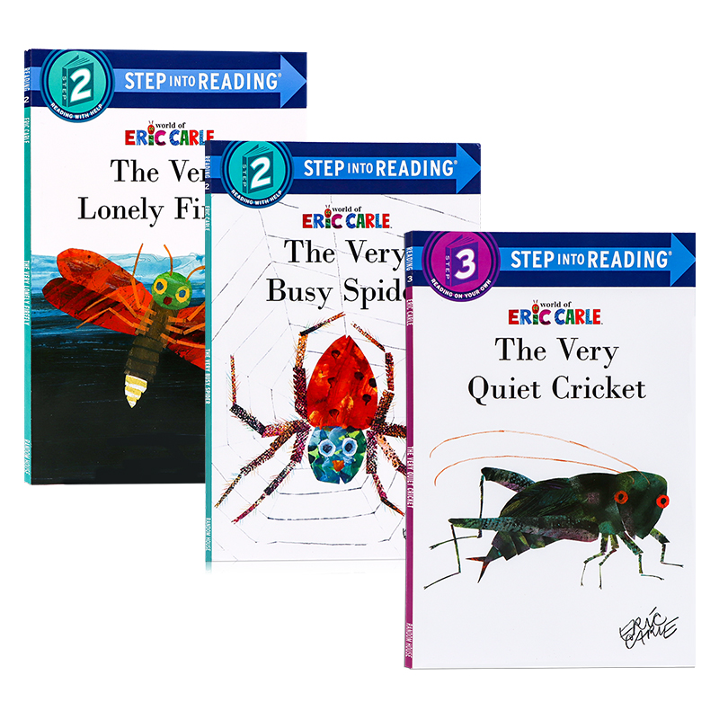 卡尔爷爷分级阅读3册英文原版 The Very Quiet Cricket 非常安静的蟋蟀 非常忙碌的蜘蛛 非常孤独的萤火虫低幼儿童英语启蒙早教书