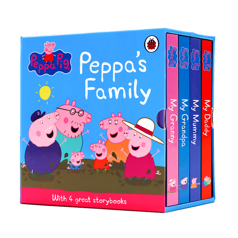 Peppa Pigs' Family 小猪佩奇的一家4册纸板书 英文原版绘本 My Daddy Mummy Grandpa Granny 粉红猪小妹低幼英语启蒙故事绘本盒装 - 图3