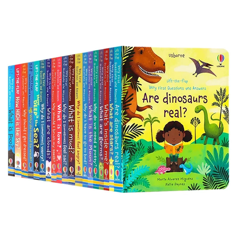 问与答科学立体翻翻书20册 英文原版绘本 Usborne Very First Questions and Answers 科普百科精装读本刷牙/便便/睡觉/上学/恐龙