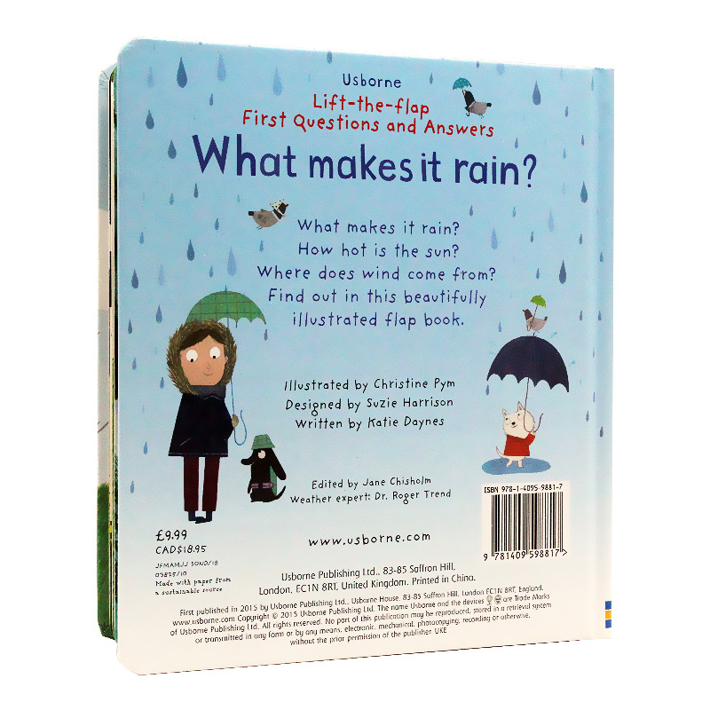 Usborne问与答翻翻书雨水怎样形成Lift-the-flap first questions and answers What makes it rain英文原版绘本探寻自然奥秘-图0