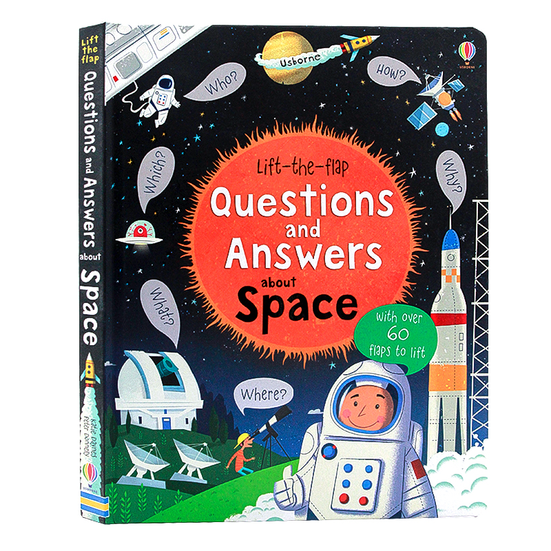 Usborne出品问与答太空知识英文原版绘本 Lift-the-Flap Questions and Answers About Space 纸板书翻翻书大开儿童科普读本