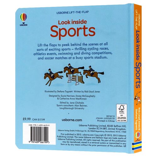 偷偷看系列 运动 英文原版绘本 Usborne Look inside Sports 百科纸板翻翻书儿童读物儿童启蒙机关纸板科普翻翻书洞洞书亲子共读 - 图0