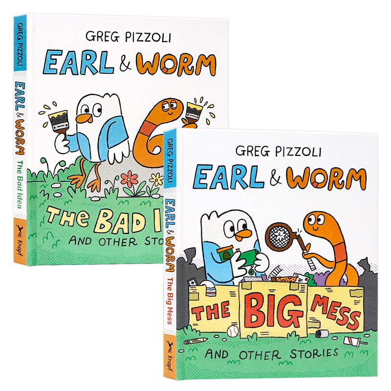 漫画章节书 伯爵与沃姆2册合售 英文原版绘本 Earl & Worm The Bad Idea and Other Stories 儿童幽默故事 英语课外读物 趣味全彩 - 图3