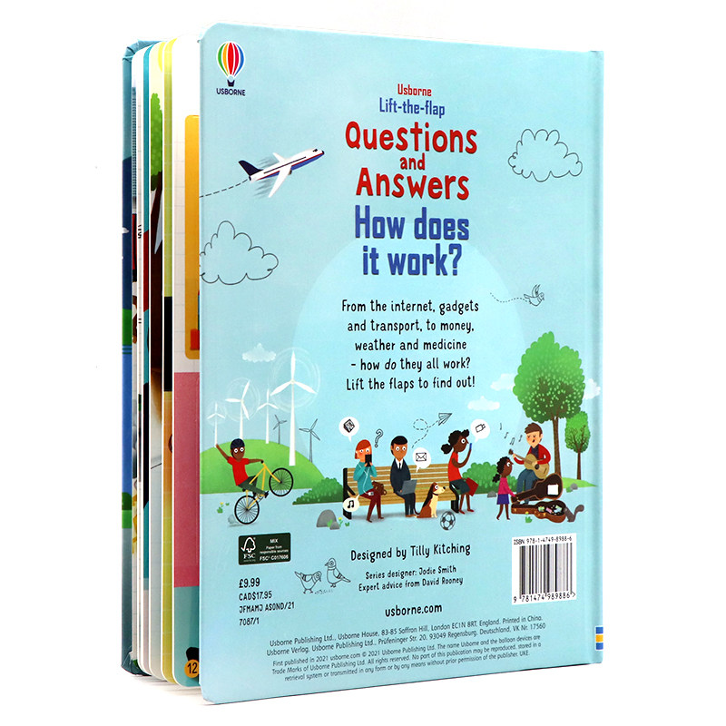 它是如何运作的Usborne问与答纸板翻翻书英文原版绘本 Lift-The-Flap Questions and Answers How Does It Work儿童趣味科普图画书