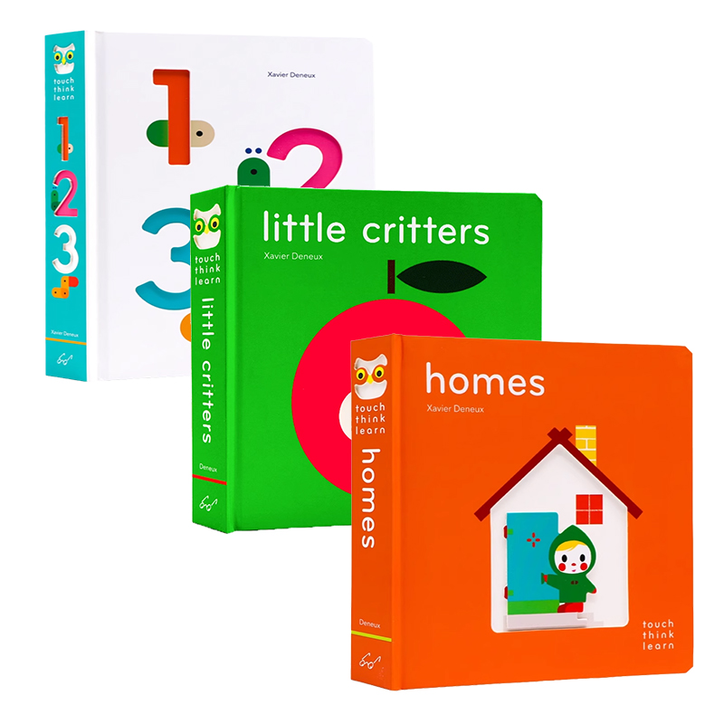小手摸摸全知道系列3册Touch Think Learn 房屋Homes小动物Little Critters动物宝宝Baby Animals 英文原版绘本 Xavier Deneux