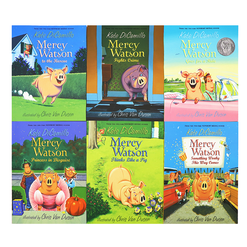 小猪梅西6册章节书 英文原版Mercy Watson Boxed Set Kate DiCamillo 少儿童桥梁小说 中小学英语阅读提升读物读本 Kate DiCamillo - 图0