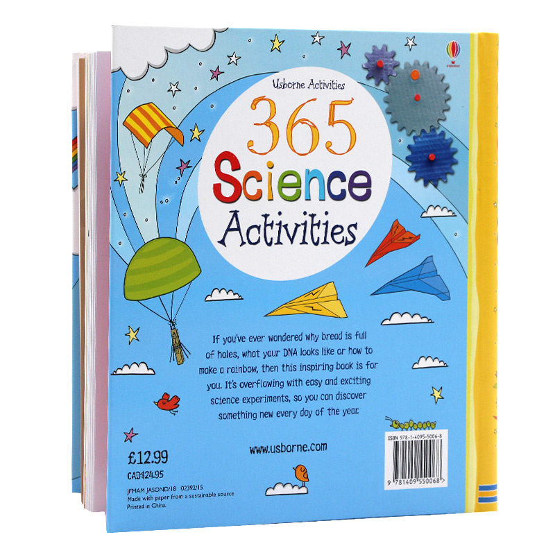 Usborne 365个科学创意 科学实验游戏活动册 365 Science Activities 英文原版绘本 儿童科普实验英语绘本亲子互动7-12岁 课外读物 - 图0