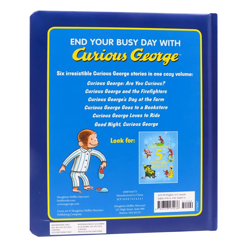 我的第一个睡前故事 英文原版绘本Curious George My First Bedtime Stories 精装 英语启蒙早教 亲子共读睡前故事图画书