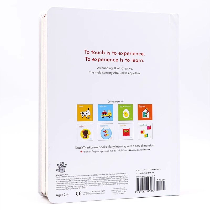 ABC触摸纸板书 小手摸摸全知道英文原版绘本TouchThinkLearn ABC 儿童字母单词认知 早教启蒙 大开本 艺术大师Xavier Deneux - 图0