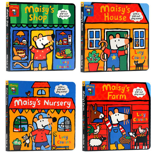 Maisy小鼠波波英文绘本 英文原版 儿童英语读物纸板书 Maisy's Fire Engine/Sailboat/Tractor/bus作者Lucy Cousins 交通工具造型 - 图1