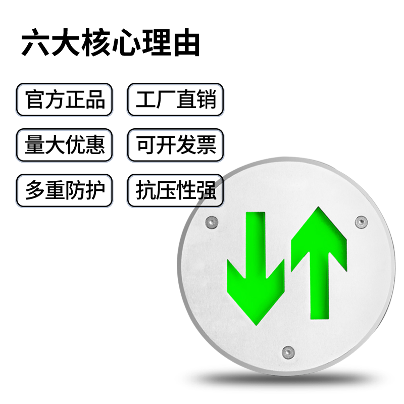 不锈钢地面疏散指示灯嵌入式圆形安全出口地埋灯消防应急地标灯