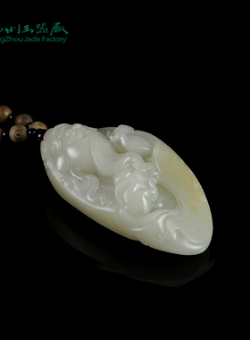 玉缘和田玉新疆和田白玉籽料财神把件玉质细腻油性足雕工好大师