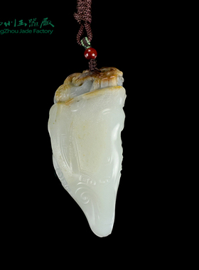 玉缘和田玉新疆和田白玉籽料瑞兽把摆件玉质细腻油性足白度好大师