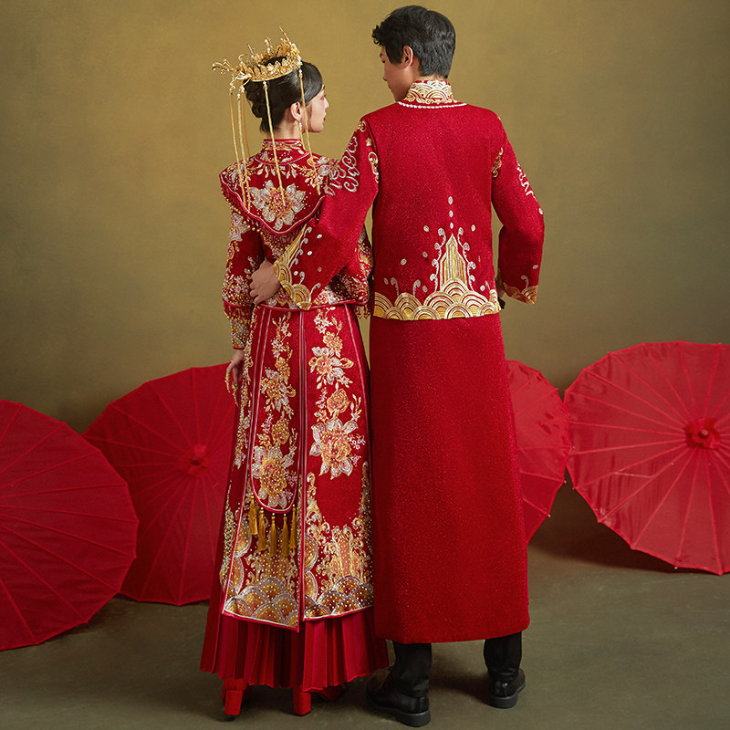 秀禾服2020新款结婚出嫁中式新娘服 唐黛芬旗袍