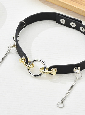 暗夜天使朋克哥特圆环项链女