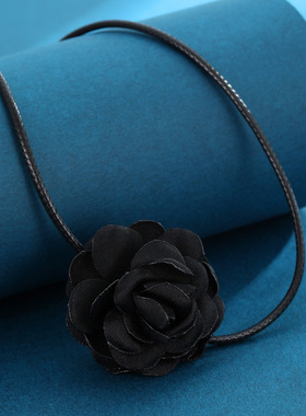 黑色颈花项链女choker颈带