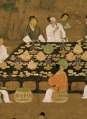 宋徽宗赵佶文会图挂轴条幅名画
