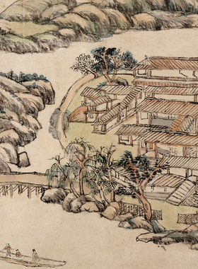 清王原祁仿黄子久晴峦霁翠卷名画仿古山水画真迹复制品国画手卷