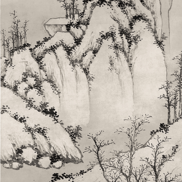 明沈周灞桥风雪图山水画挂轴条幅卷轴名画复制品书房玄关挂画-图2