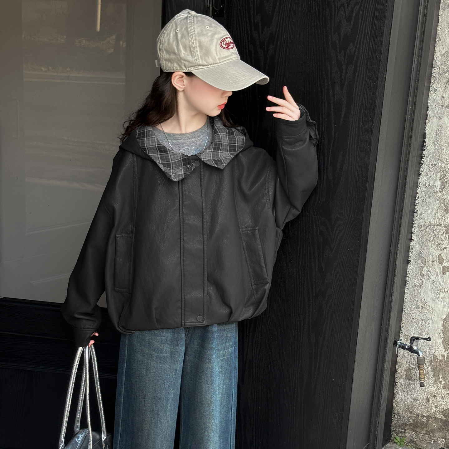 女童秋装外套2025新款洋气儿童休闲皮衣潮酷女孩连帽衫皮夹克上衣 - 图2