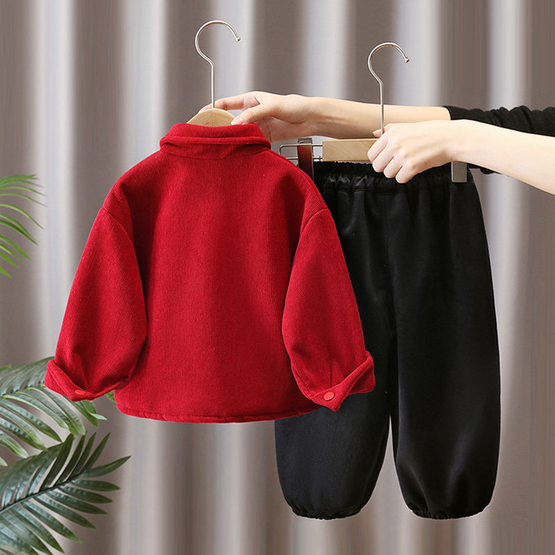 男童红色拜年服儿童衬衫套装秋冬装宝宝加绒保暖外套喜庆中式汉服,淘宝优惠券,粉丝福利购,淘宝优惠卷