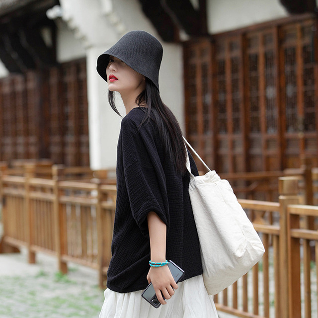 佛系禅意衣服女高端亚麻套装中国风上衣年轻款飘逸仙气禅服两件套-图3