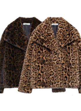 爆款ZA外贸women's clothing 厚款羊羔毛黑色coat 女冬季new 皮草