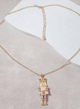 creativity 卡通alloy 滴油镶锆石胡桃夹子士兵pendant necklace