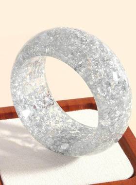 新款fashion resin 半transparent 碎花rotundity 袖口bracelet m