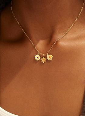 爆款立体诞生花necklace DIYpersonality 化十二生辰石出生月份