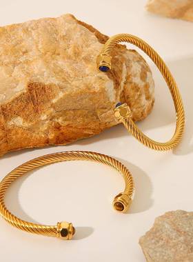 ins风personality trend C形钛钢bracelet fashion 百搭不锈钢bra