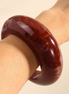 新款irregular exaggeration 几何形resin bracelet retro ins高