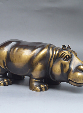 全铜河马办公室桌面收银台工艺品