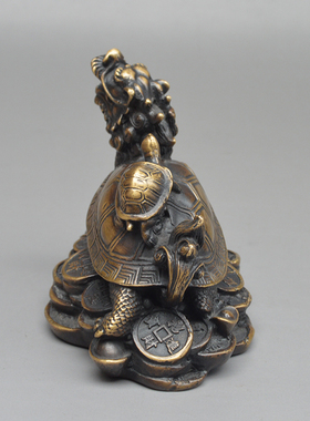 实心招财纯铜龙头龟摆件金钱龟家居客厅博物架办公桌装饰工艺品