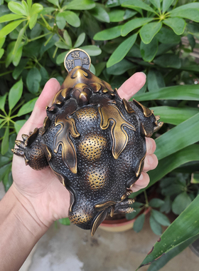 仿古纯铜招财客厅办公室金蟾摆件