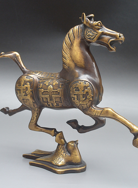 全铜仿古风马到成功客厅开业礼品