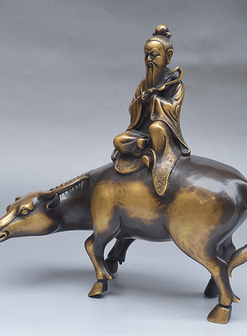 仿古风老子骑牛全铜办公室工艺品