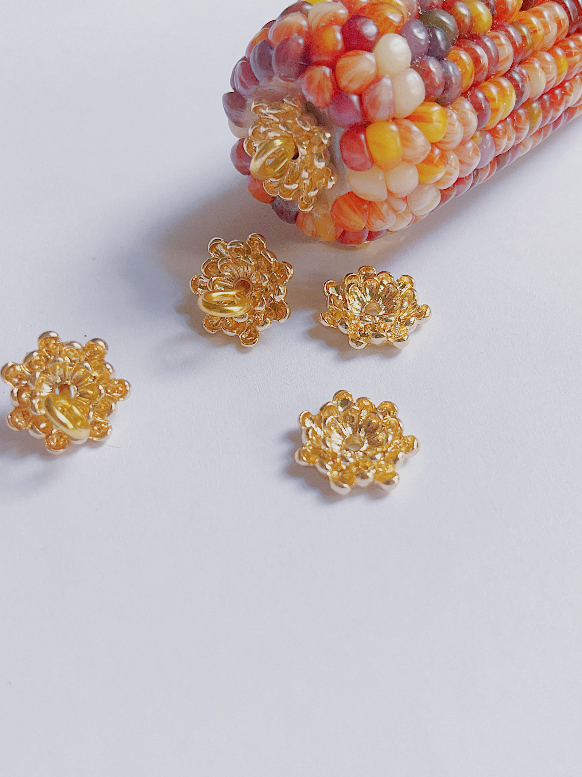 文玩玉米花托菊花饰品DIY配件大尺寸花掰流行ins风18mm底托材料