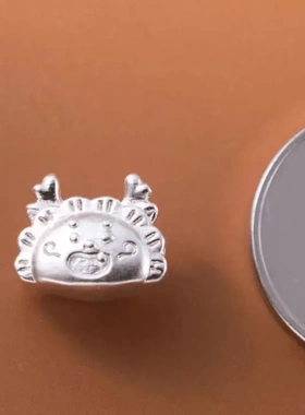 S990银3D硬银生肖龙隔珠手工diy编织红绳材料配件项链手串配珠