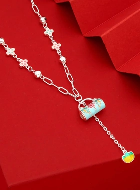 7585号足银990珐琅四叶草包包流苏小元宝国风小众设计直播爆款