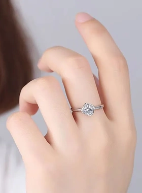 7254号足银990四叶草锆石戒指女990纯银开口钻戒日韩简约食指戒