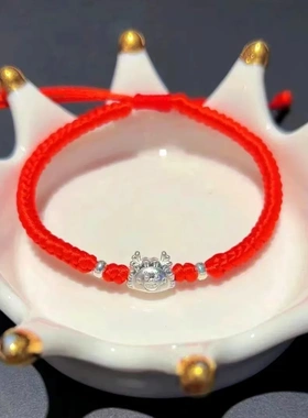 足银999龙年福龙饺红绳手链女足银龙转运珠编织红绳手绳直播爆款