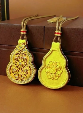 7343号足银990韦雪同款电镀黄金金佛六字真言葫芦项链 重约 9 克