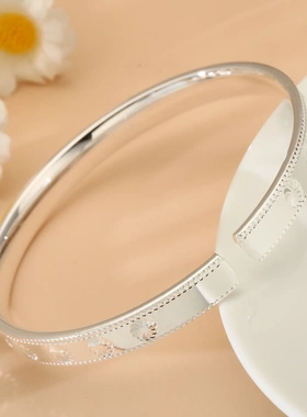 8401足银999.9开口CNC万花筒手镯气质时尚百搭新中式国风实心银镯