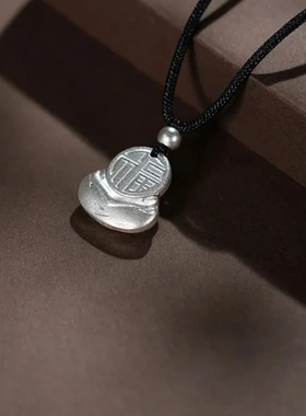 足银999实心弥勒佛吊坠项链挂坠 银佛公吊坠复古国风祥云直播爆款