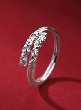 99纯银孙悟空金箍棒紧箍咒戒指男女款情侣国风神话周边开口指环