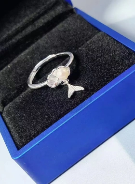 足银990人鱼珍珠贝壳戒指新款气质时尚百搭设计轻奢精致爆款戒指