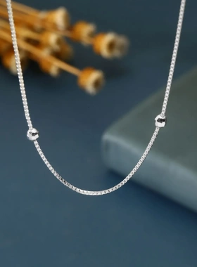 8232号足银990盒子间珠链项链单戴裸链工厂直销直播爆款