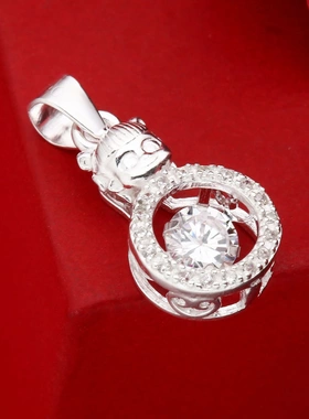 7611号足银990哪吒灵动锆石吊坠项链挂坠复古国风祥云直播爆款